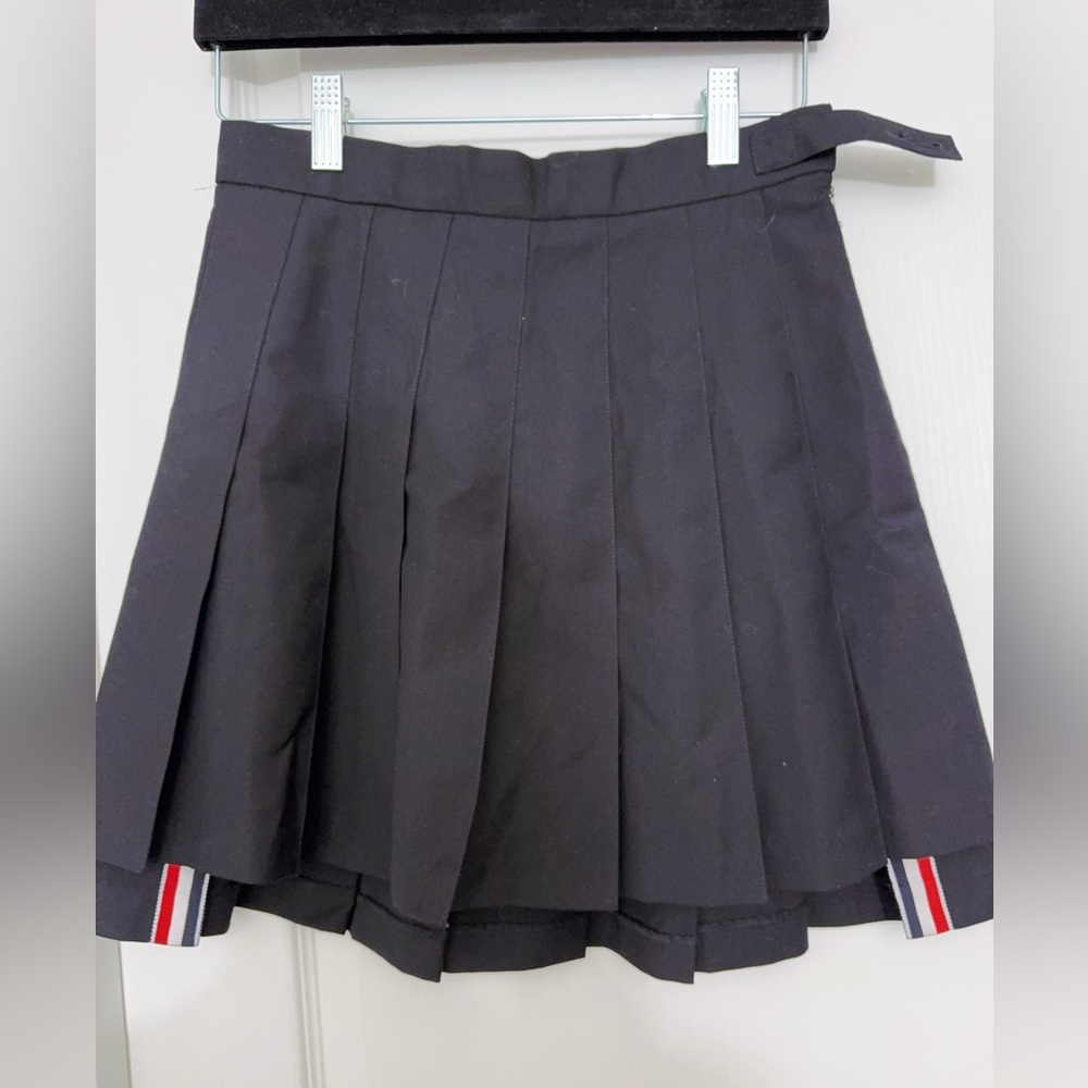 NWT Black Pleated Skirt with Red and White Stripes XS